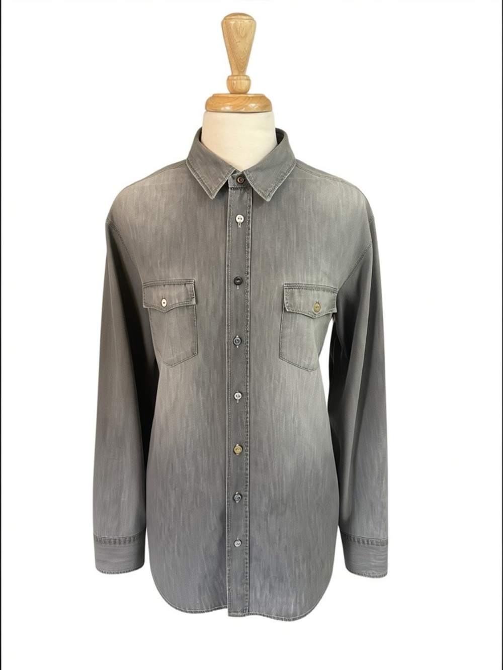 Boss Hugo Boss Denim Men’s Long Sleeve Button Shirt XXL Wash Gray Stretch Slim
